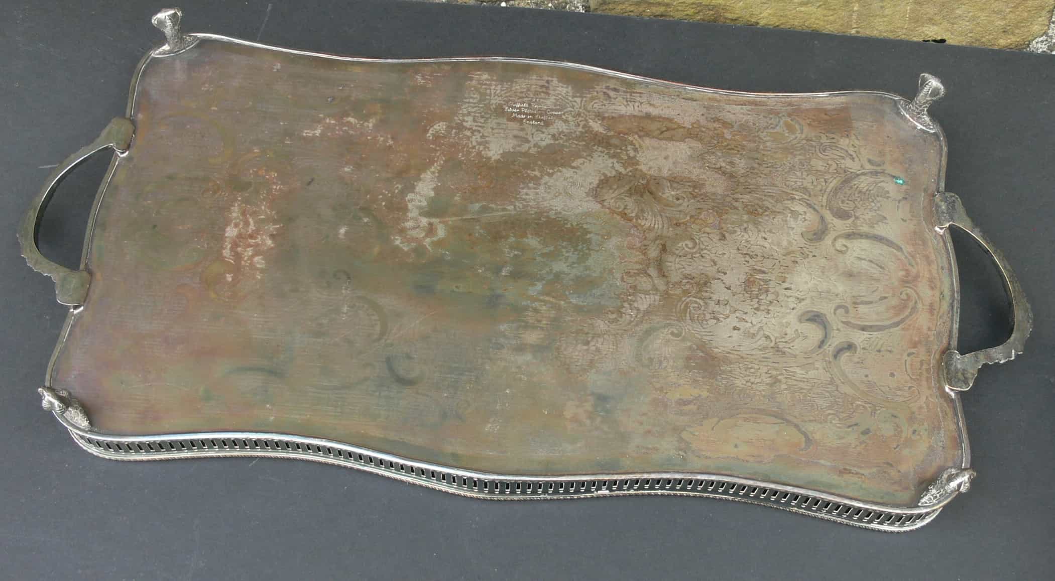 Sheffield Reproduction SILVER Plated On Copper Rococo Tray